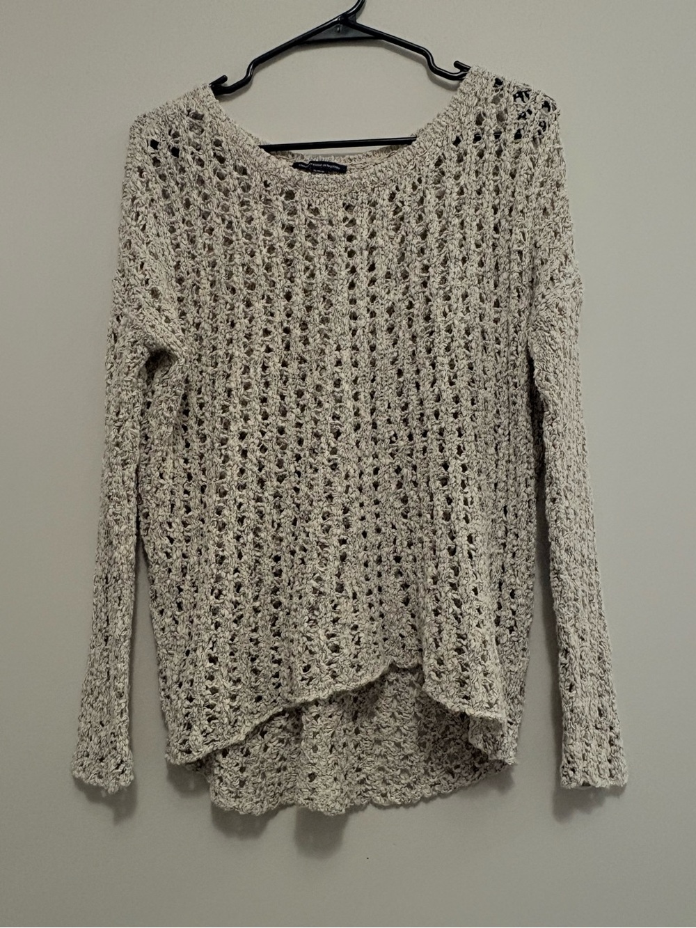 American Eagle Outfitters Open-Knit Cream Scoop Neck Sweater